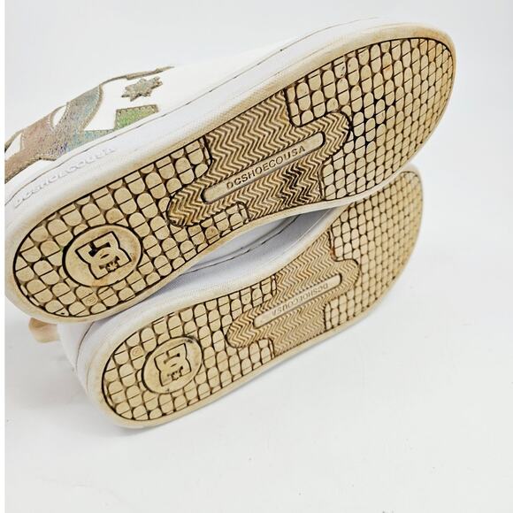 DC Court Graffik White Iridescent Rainbow Logo Skate Sneaker Shoe Women's Size 9 - Picture 9 of 10